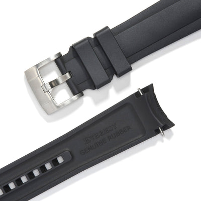 Black Rubber / Silver Buckle Strap