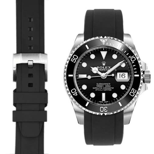 Bracelet caoutchouc Curved End pour Rolex Submariner Ceramic avec boucle ardillon