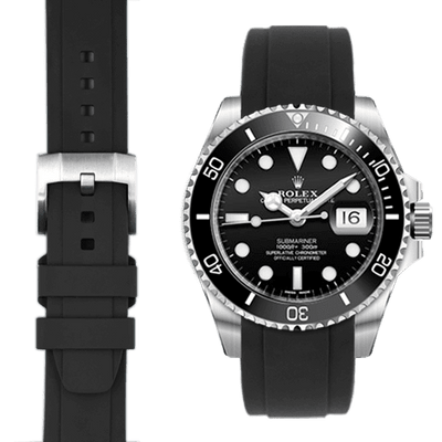 Bracelet caoutchouc Curved End pour Rolex Submariner Ceramic avec boucle ardillon