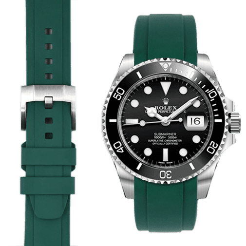 Bracelet caoutchouc Curved End pour Rolex Submariner Ceramic avec boucle ardillon