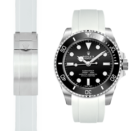 Rolex Submariner white rubber watch strap