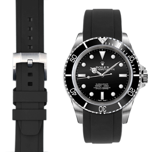 Bracelet caoutchouc Curved End pour Rolex Submariner No-Date avec boucle ardillon