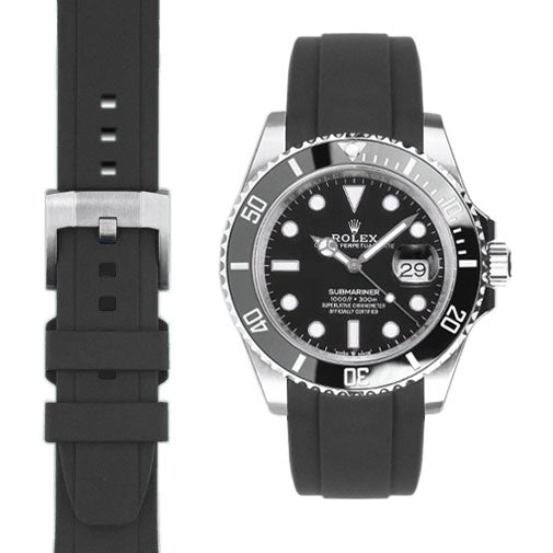 Bracelet caoutchouc Curved End pour Rolex Submariner 41mm avec boucle ardillon (version 2020)