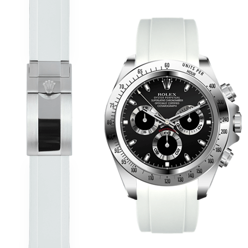 rolex Daytona white rubber deployant watch strap