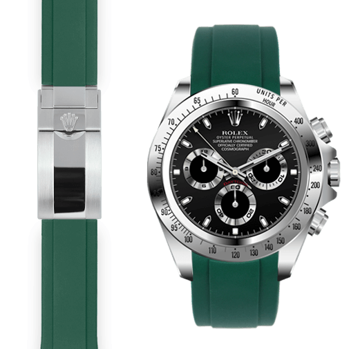 Rolex Daytona green rubber deployant watch strap