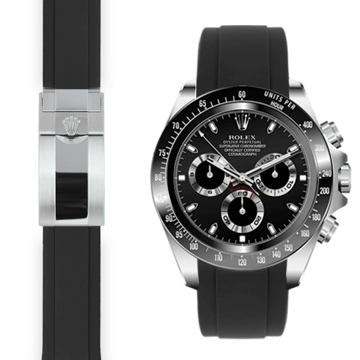 Rolex Daytona black rubber deployant watch band