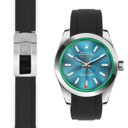 Rolex Milgauss black rubber deployant strap
