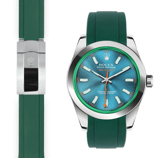 Rolex Milgauss green rubber delpoyant strap