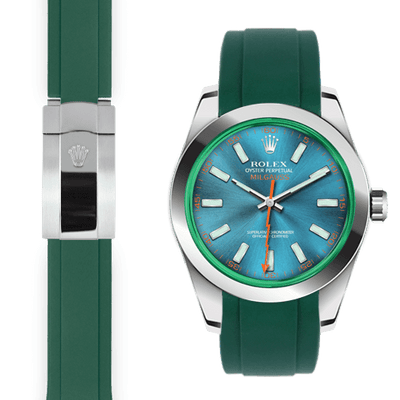 Rolex Milgauss green rubber delpoyant strap
