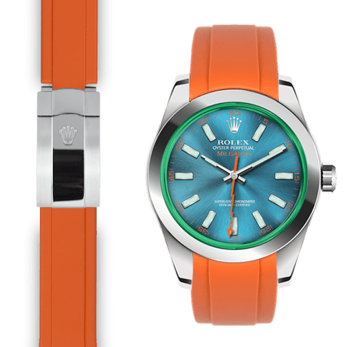 Rolex Milgauss orange rubber deployant strap