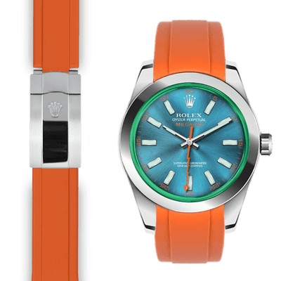 Rolex Milgauss orange rubber deployant strap