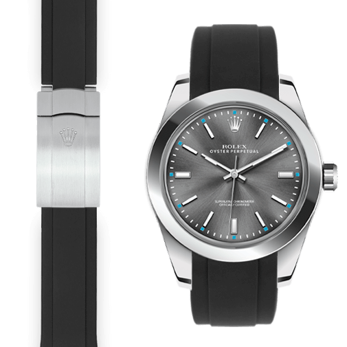Rolex Oyster perpetual black rubber deployant strap