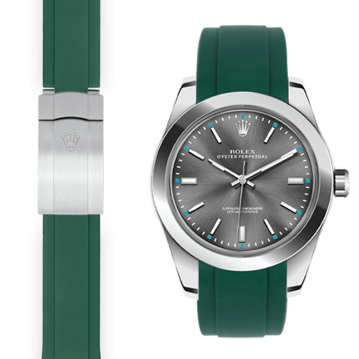 Rolex Oyster perpetual green rubber deployant strap