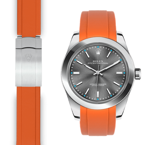 Rolex Oyster perpetual orange rubber deployant strap