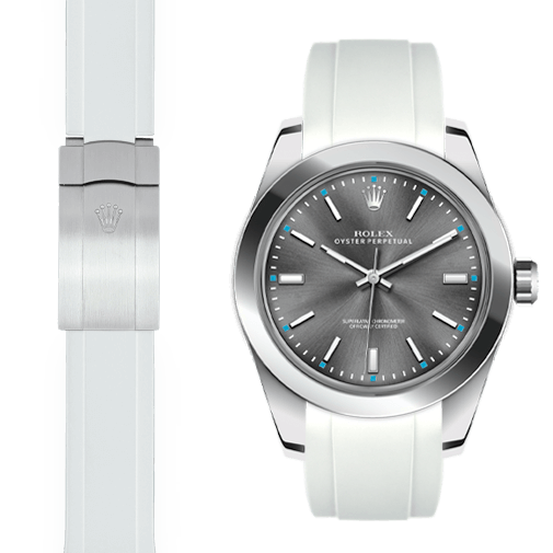 Rolex Oyster perpetual white rubber deployant strap