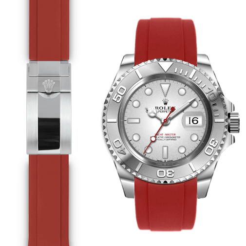 Rolex Yacht Master Red Rubber Deployant watch strap